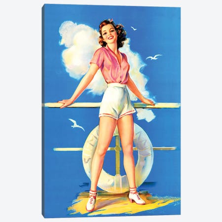All Aboard Retro Pin-Up by Jules Erbit Canvas Print #PDX2} by Piddix Art Print