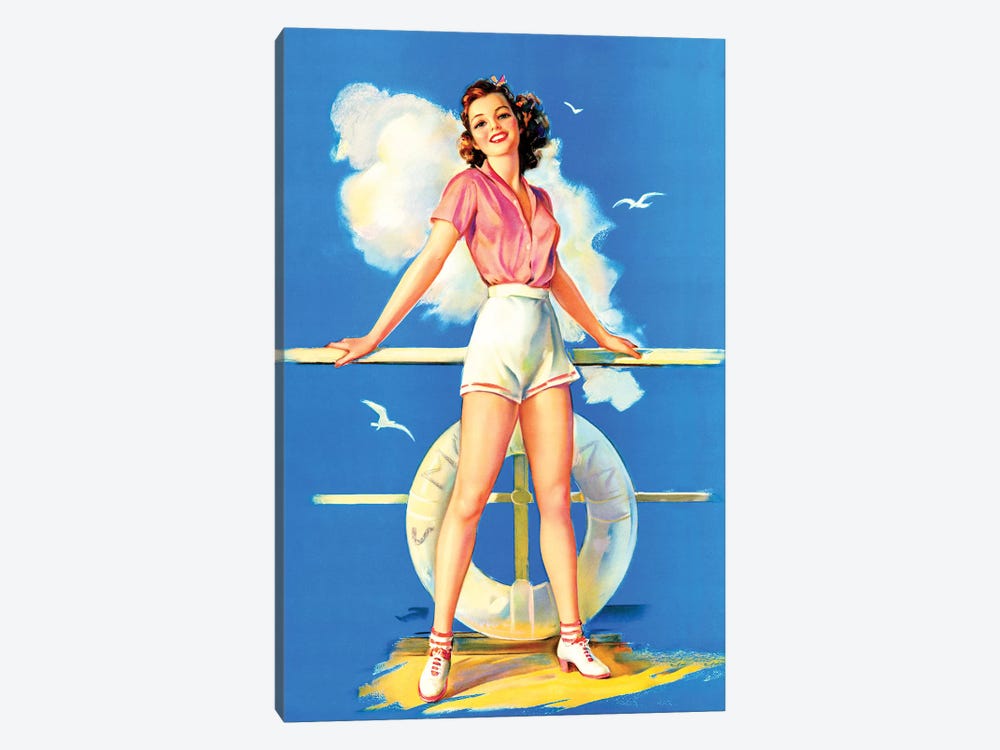 All Aboard Retro Pin-Up by Jules Erbit by Piddix 1-piece Canvas Wall Art