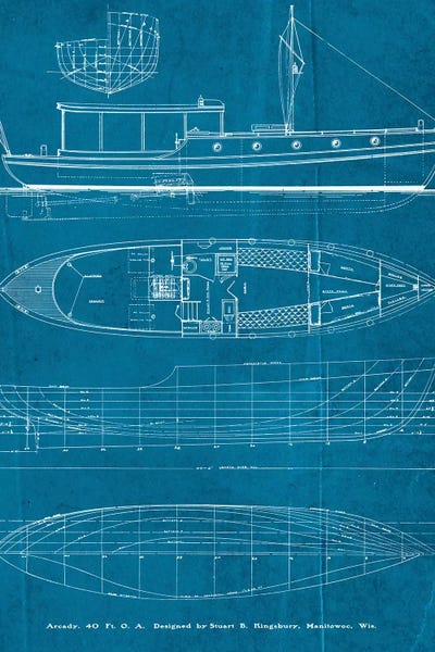 Boat Blueprints II by Piddix canvas print