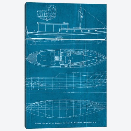 Boat Blueprints II Canvas Print #PDX30} by Piddix Canvas Print