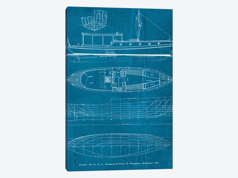 Boat Blueprints II by Piddix 1-piece Art Print