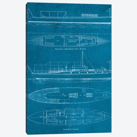 Boat Blueprints III Canvas Print #PDX31} by Piddix Art Print