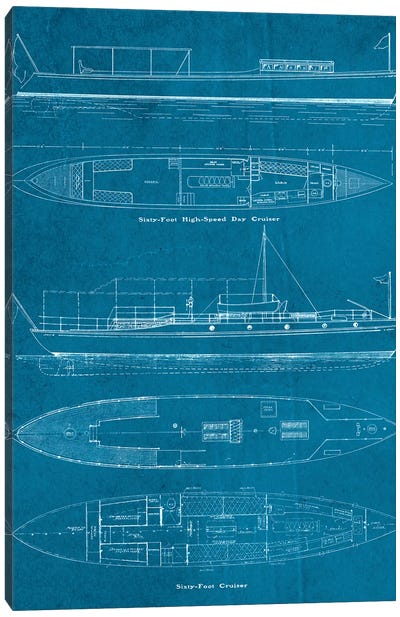 Boat Blueprints III Canvas Art Print - Nautical Blueprints