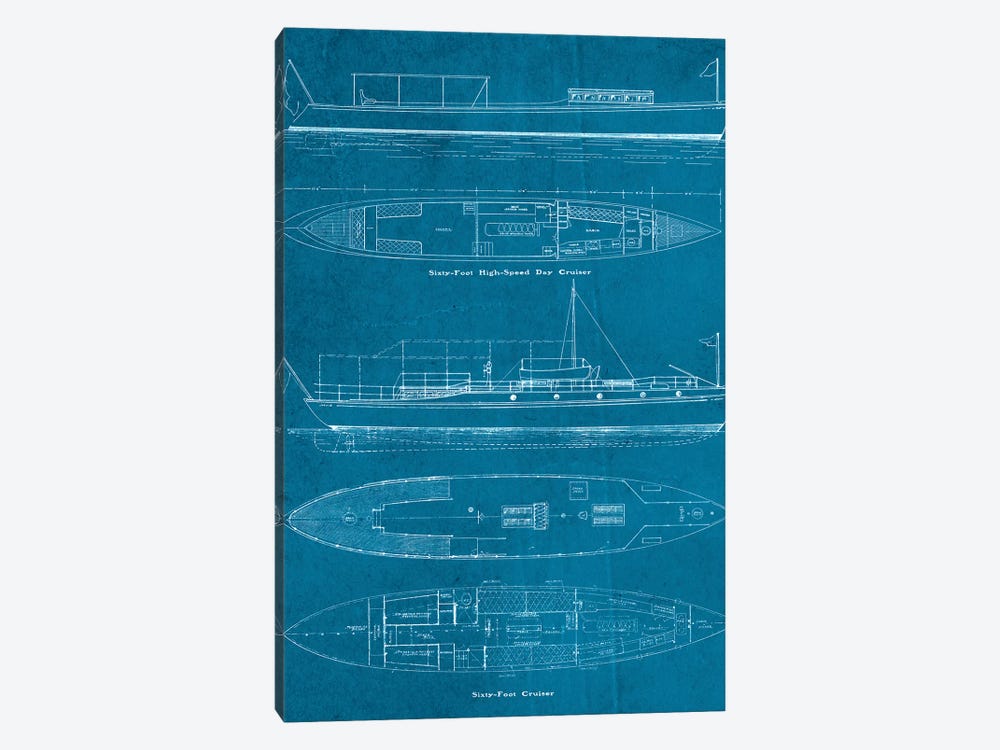 Boat Blueprints III by Piddix 1-piece Canvas Wall Art