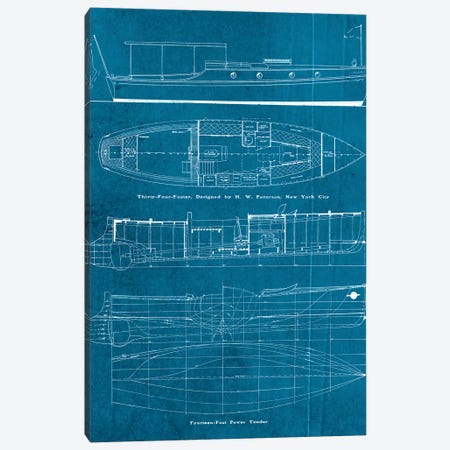 Boat Blueprints IV Canvas Print #PDX32} by Piddix Canvas Print