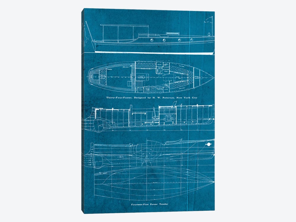 Boat Blueprints IV by Piddix 1-piece Canvas Print