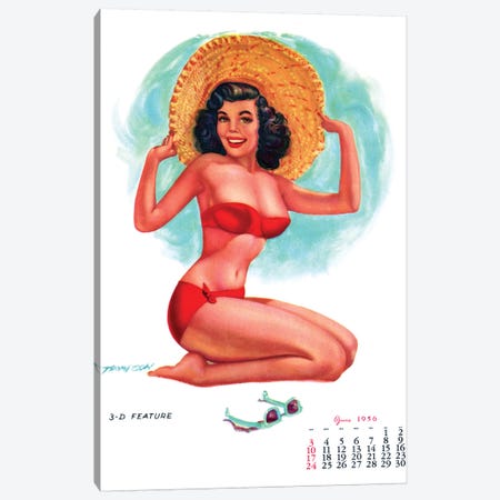Calendar Girl Pin-Up by T. N. Thompson Canvas Print #PDX34} by Piddix Canvas Wall Art