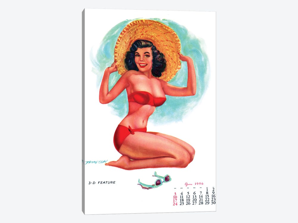 Calendar Girl Pin-Up by T. N. Thompson by Piddix 1-piece Canvas Print