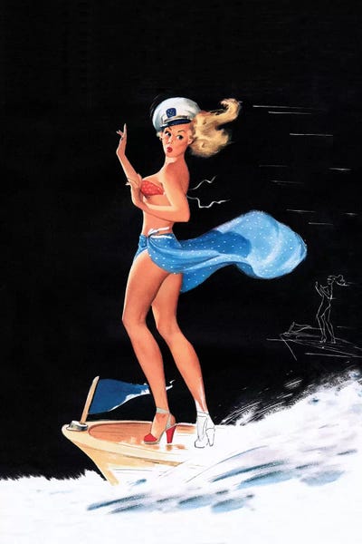 Vintage Posters: Can You Tie This 1950s Pin-Up Calendar Girl by Freeman Elliott by Piddix