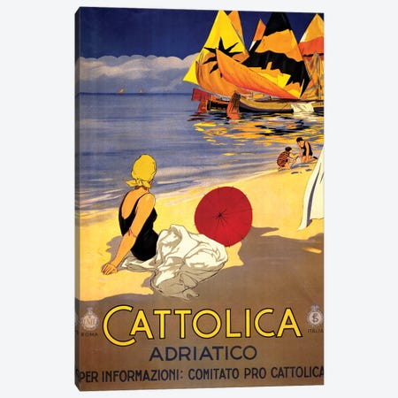 Cattolica Adriatico, Vintage Italian Travel Poster c1920s Canvas Print #PDX39} by Piddix Canvas Art Print