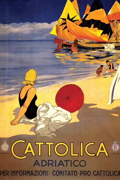 Piddix: Cattolica Adriatico, Vintage Italian Travel Poster c1920s by Piddix