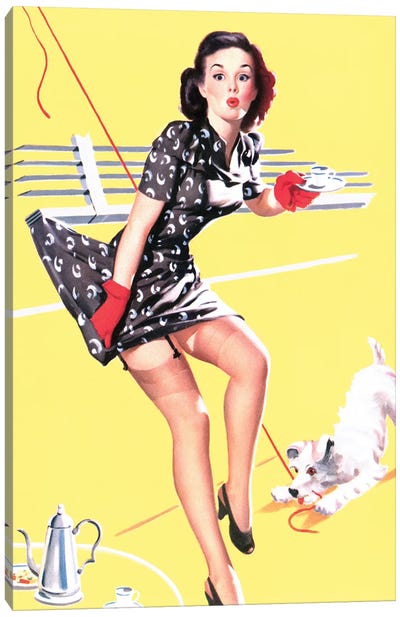 All Tied Up Vintage Pin-Up Canvas Art Print - Piddix