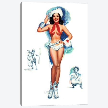 Cowgirl Pin-Up by T. N. Thompson Canvas Print #PDX44} by Piddix Canvas Print
