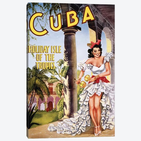 Cuban Vintage Travel Poster Canvas Print #PDX45} by Piddix Canvas Print