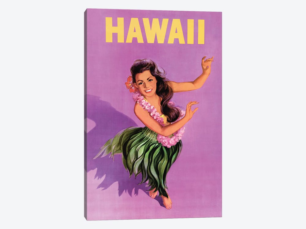 24x36 Hawaii 1960s Hula Girl Vintage Style Travel Poster 
