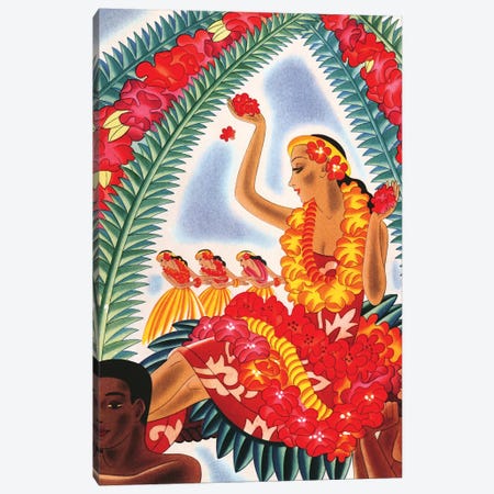 Hawaiian Hula, c1940s Canvas Print #PDX68} by Piddix Canvas Wall Art