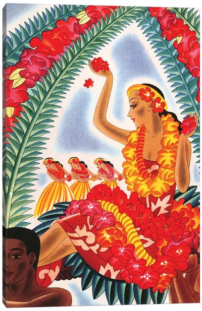 Hawaiian Hula, c1940s Canvas Art Print - Oceanian Culture