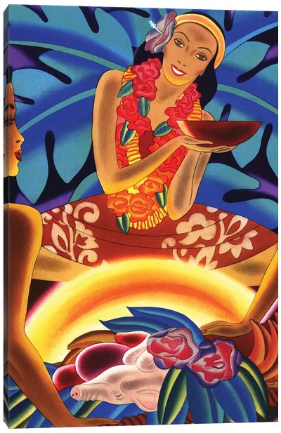 Hawaiian Luau, c1940s Canvas Art Print - Oceanian Culture