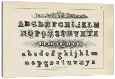 Alphabet Capitale Ornee, Plate 7 Canvas Art Print - Piddix