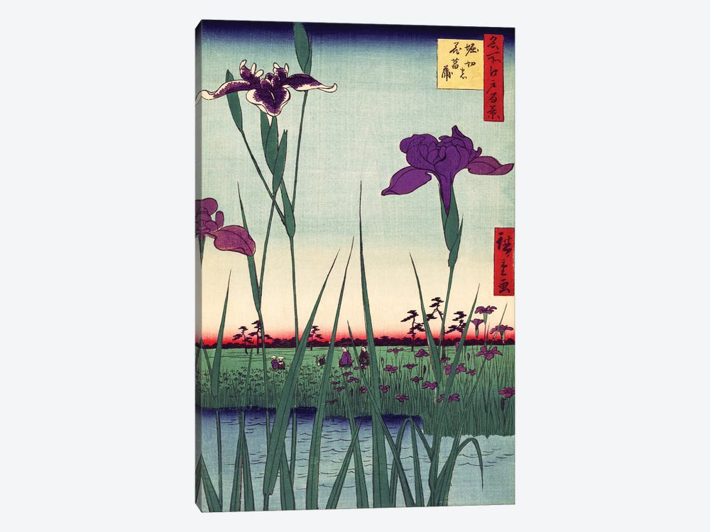 Iris Garden, Japanese Woodcut 1800s by Piddix 1-piece Canvas Artwork
