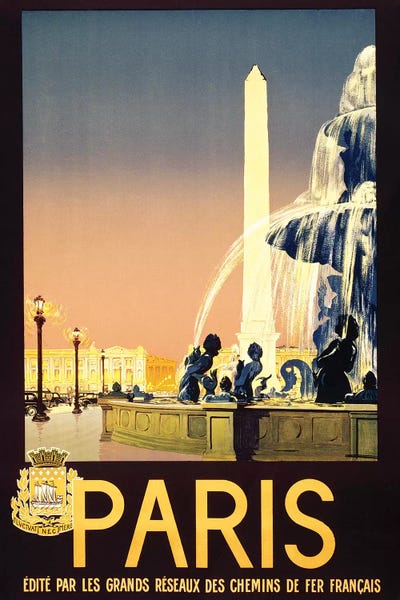 Paris Typography: Place de la Concorde, Paris, France Travel Poster, c1930 by Piddix
