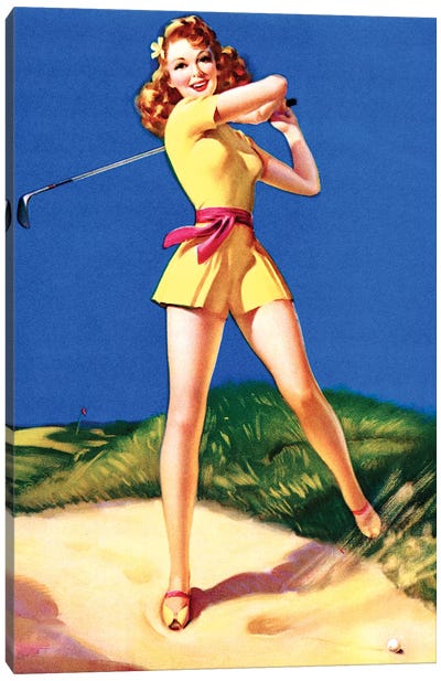 Plenty on the Ball Pin-Up by Art Frahm Canvas Art Print - Golf Art