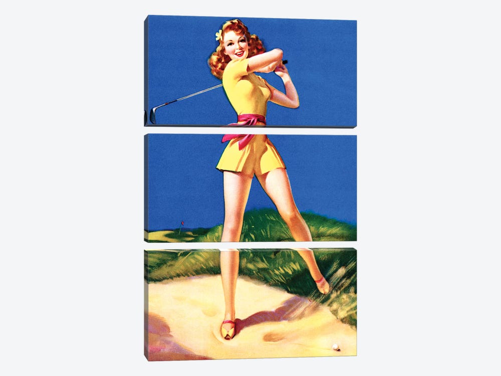 Plenty on the Ball Pin-Up by Art Frahm by Piddix 3-piece Canvas Artwork