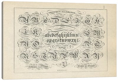 Alphabet Gothique Allemande, Plate 2 Canvas Art Print - Full Alphabet Art