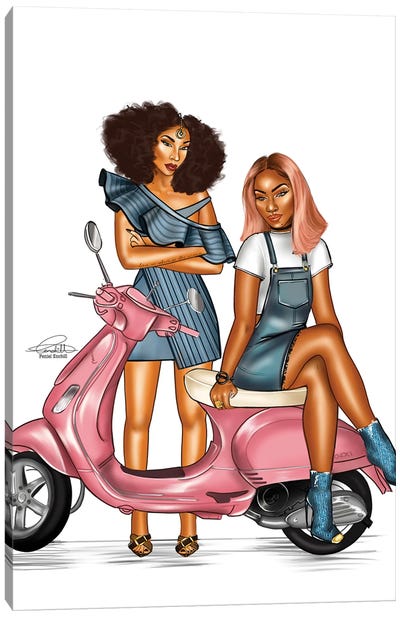 Denim Pink Bikers Canvas Art Print - Peniel Enchill