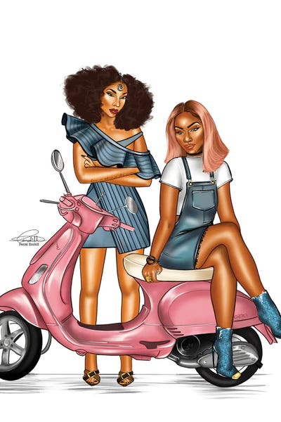 Peniel Enchill: Denim Pink Bikers by Peniel Enchill