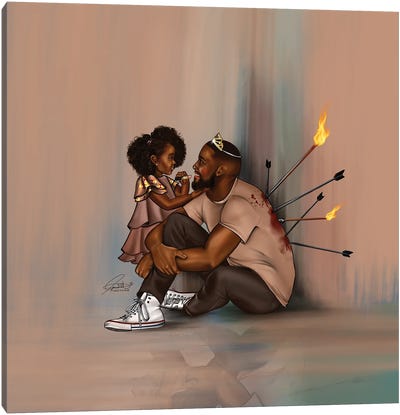 Black Fatherhood Canvas Art Print - Family & Parenting Art