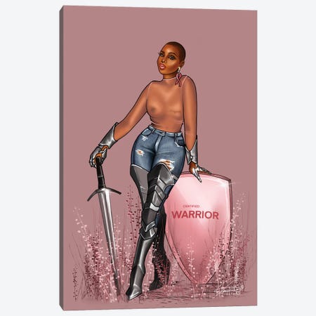 Pink Warrior Canvas Print #PEA2} by Peniel Enchill Canvas Artwork