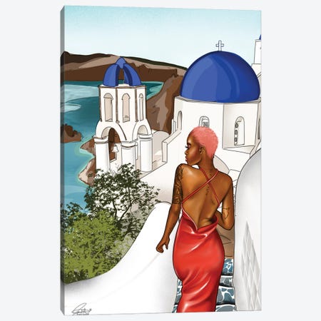Wildn' Santorini Canvas Print #PEA34} by Peniel Enchill Canvas Wall Art