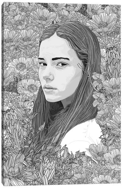 Spirit Me Away Canvas Art Print - Floral Portrait Art