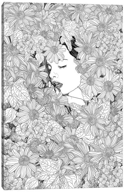 Thinking Of You Canvas Art Print - Floral Portrait Art