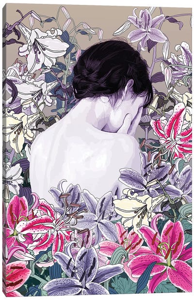 Yesterday's Tears Canvas Art Print - Floral Portrait Art