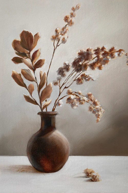 Dried Plant In Brown Vase