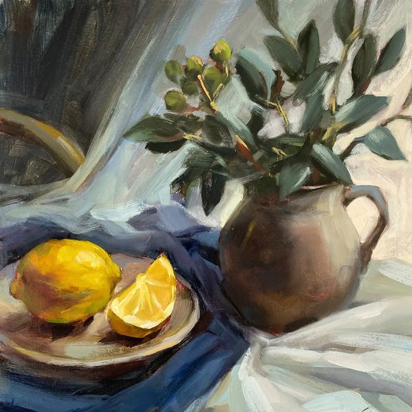 Pottery Still Life: Lemons by Anna Speirs