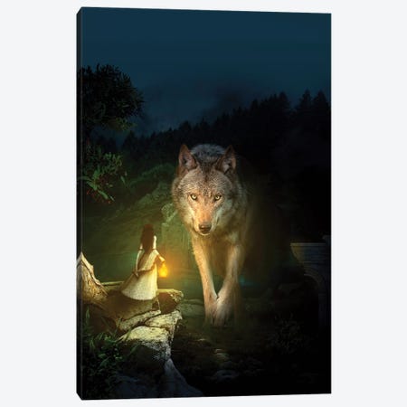 The Wolf Canvas Print #PEK106} by Riza Peker Art Print