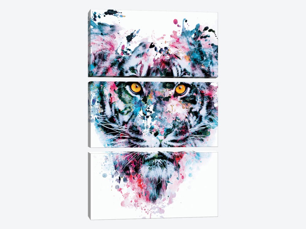 Tiger Blue by Riza Peker 3-piece Canvas Print