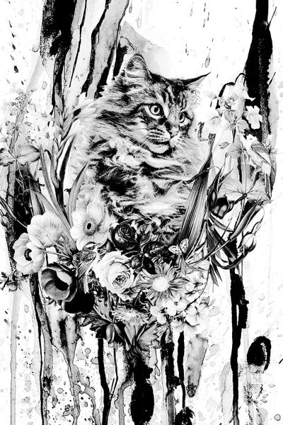 Riza Peker: Cat In Flowers by Riza Peker