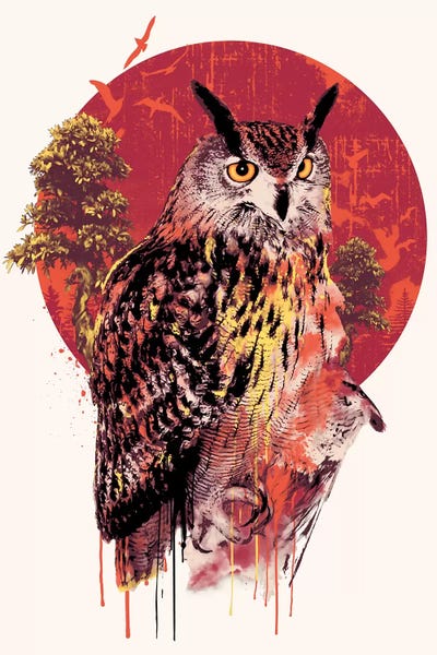 Owl IV by Riza Peker multi panel art