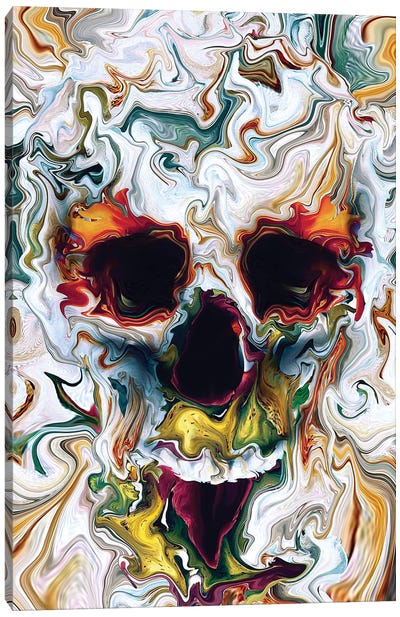 Skull Abstract Canvas Art Print - Psychedelic & Trippy Art