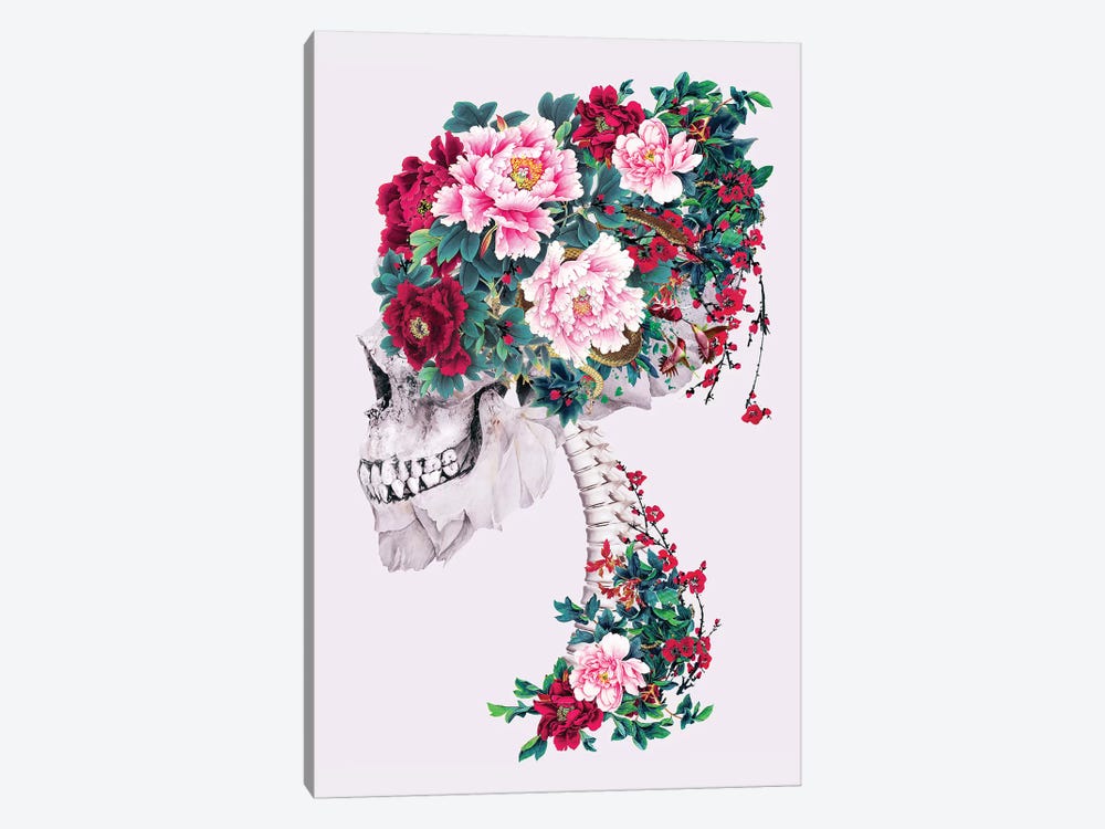 Skull with Peonies by Riza Peker 1-piece Canvas Art
