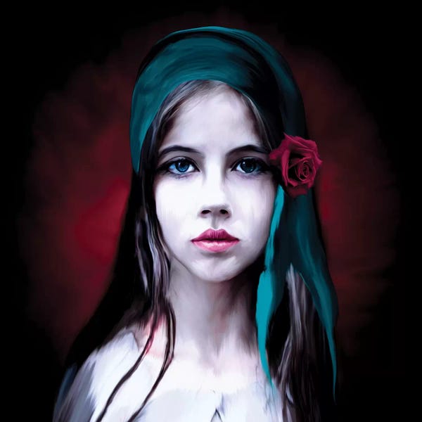 Riza Peker: Woman With Rose by Riza Peker