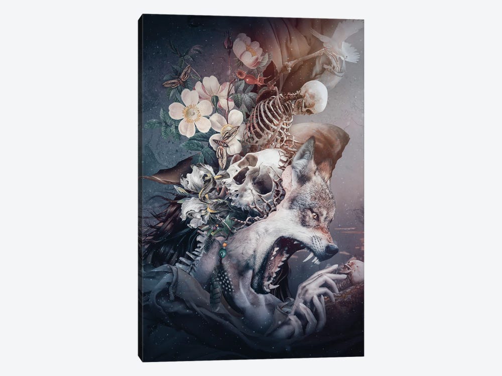 Wolf In Moonlight 1-piece Canvas Art Print