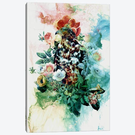 Bird In Flowers Canvas Print #PEK1} by Riza Peker Canvas Artwork