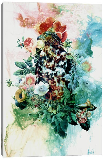 Bird In Flowers Canvas Art Print - Riza Peker