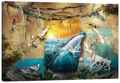 Whale Canvas Art Print - Riza Peker