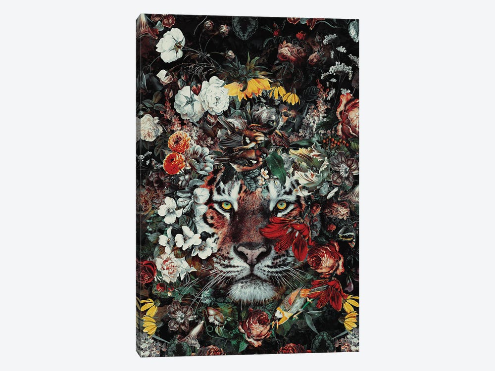Flower Tiger Dark by Riza Peker 1-piece Canvas Print